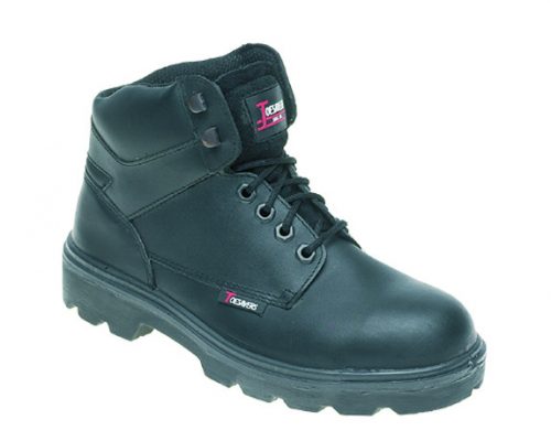 TOESAVERS Black Leather Safety Boot with Dual Density Sole & Midsole