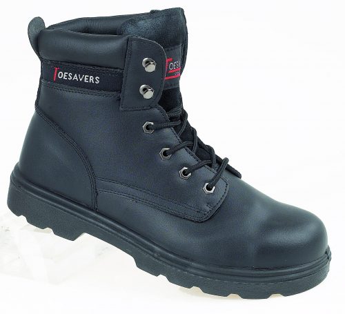 TOESAVERS Black Leather Safety Boot with Dual Density Sole & Midsole
