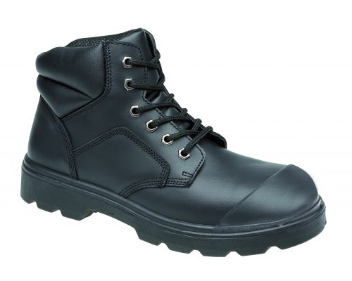 TOESAVERS Black 6 Eyelet Boot Scuff Cap Dual Density Sole Steel Cap and Midsole