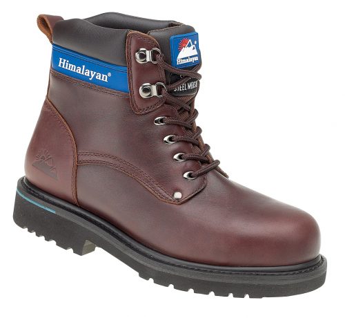 HIMALAYAN Brown Full Grain Leather Goodyear Welted Safety Boot with Midsole