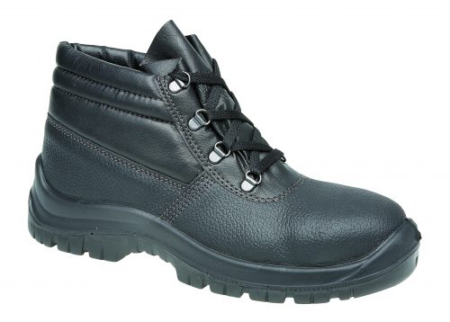 TOESAVERS Black Leather Safety Boot with Dual Density Sole