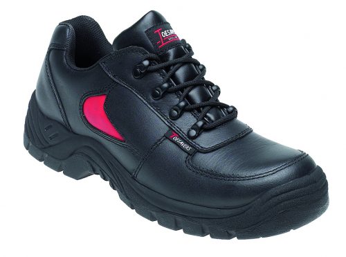 TOESAVERS Black Leather Safety Shoe with Dual Density Sole & Midsole