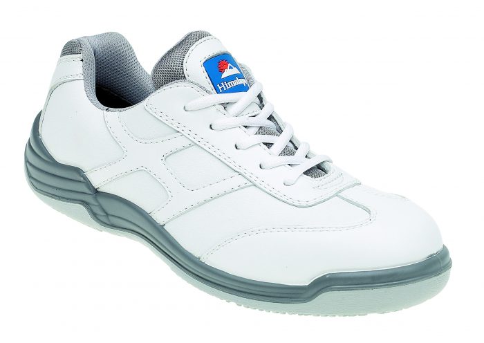 HIMALAYAN White Leather Safety Trainer Metal Free Cap/Midsole PU Rubber Sole