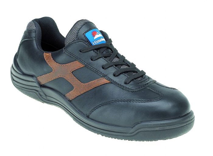 HIMALAYAN Black Leather Safety Trainer Metal Free Cap/Midsole PU Rubber Sole