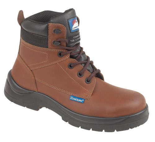 HIMALAYAN Brown Leather HyGrip Safety Boot with Metal Free Toe/Midsole Pu Outsole