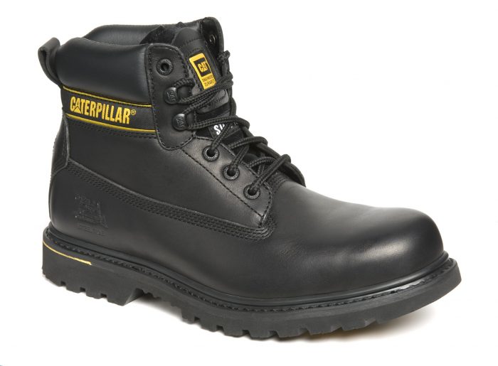 CATERPILLAR Holton Black Leather Goodyear Welted Safety Boot