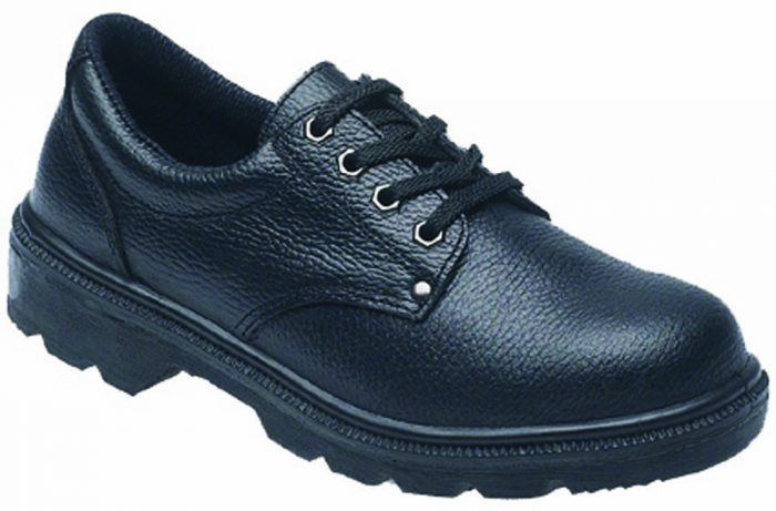 TOESAVERS Black Dual Density PU Shoe with Steel Midsole