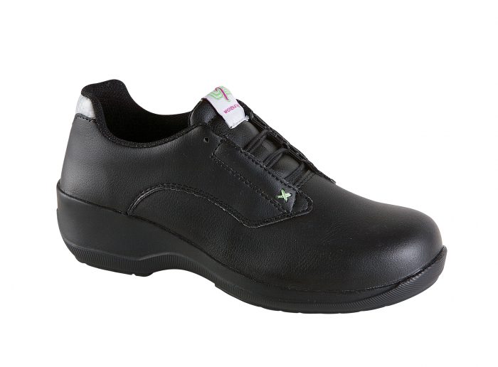 TOESAVERS Ladies Black Microfibre Lace Safety Shoe with PU Sole